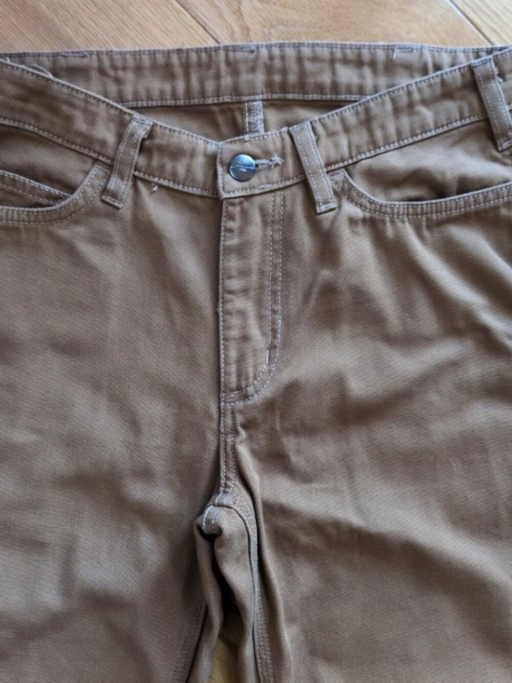 Carhartt SALES SAMPLE Womens Sz 4 Brown Canvas Carpenter Work Pants Pima Nylon - Picture 3 of 11